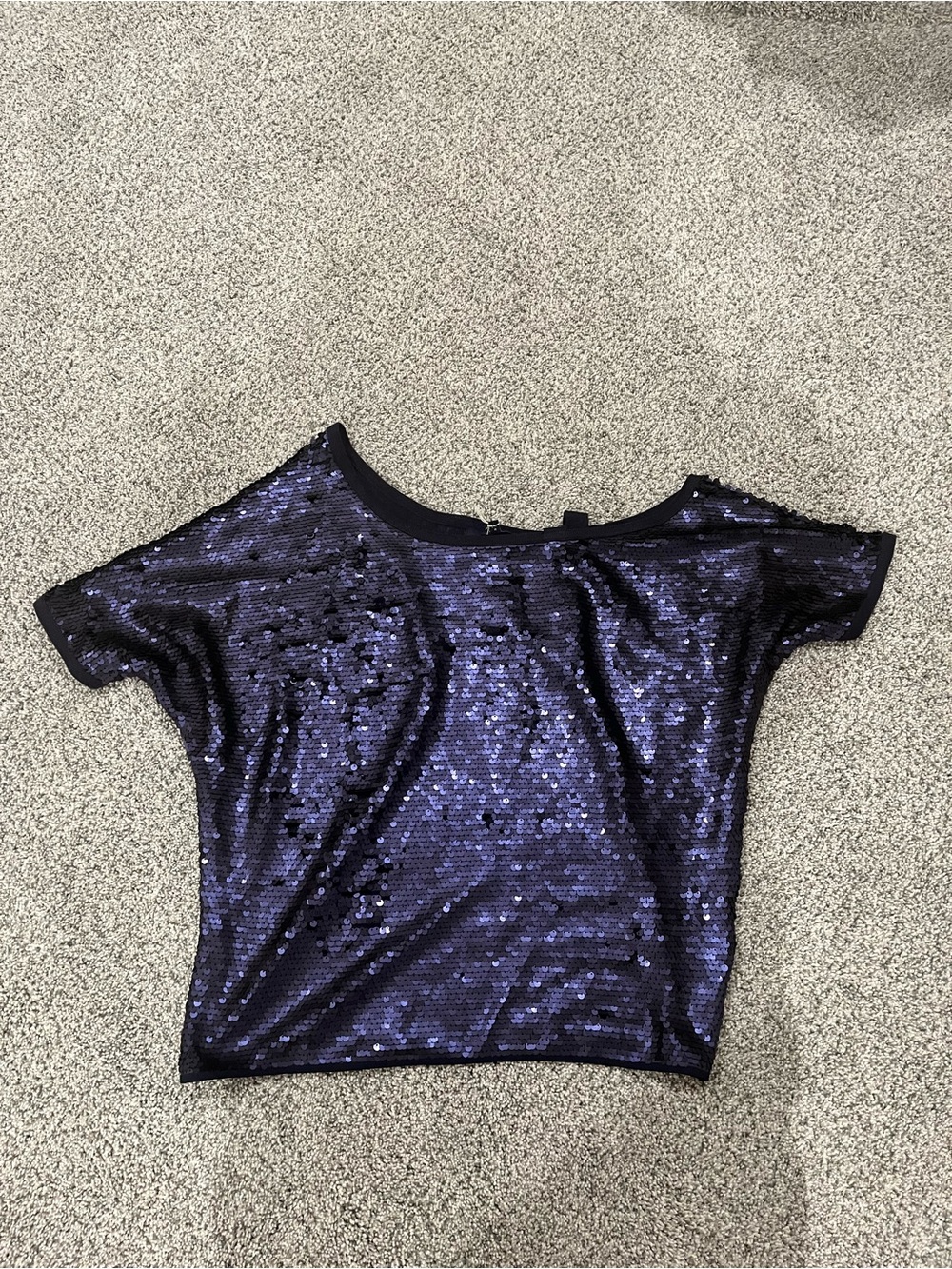 next Navy Blue Sequin Short Sleeve Top